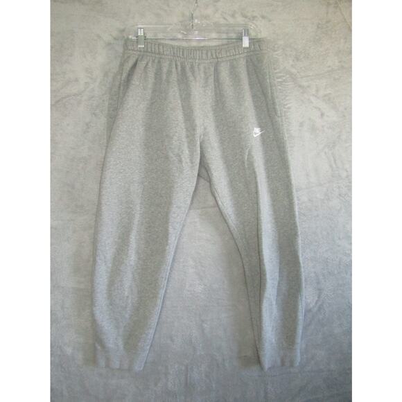 Nike Men’s Gray Sweatpants Joggers Size L Logo Embroidered Fleece Lined Jordan - Picture 1 of 8